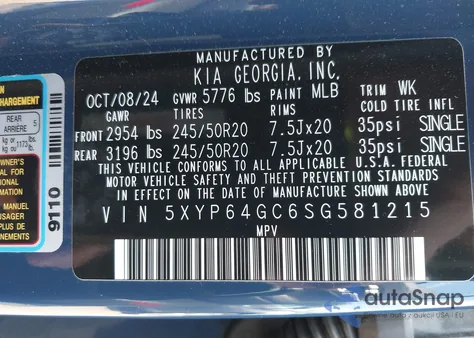 2025 Kia Telluride S z USA, uszkodzony, nr VIN 5XYP64GC6SG581215